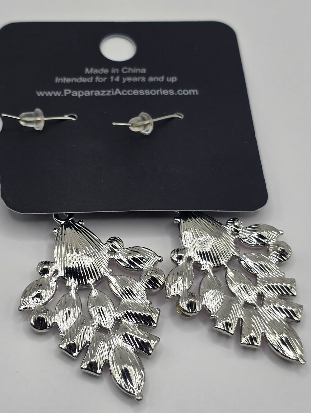 Pink Rhinestone Silver Chandelier Drop Earrings NWT - Picture 5 of 5